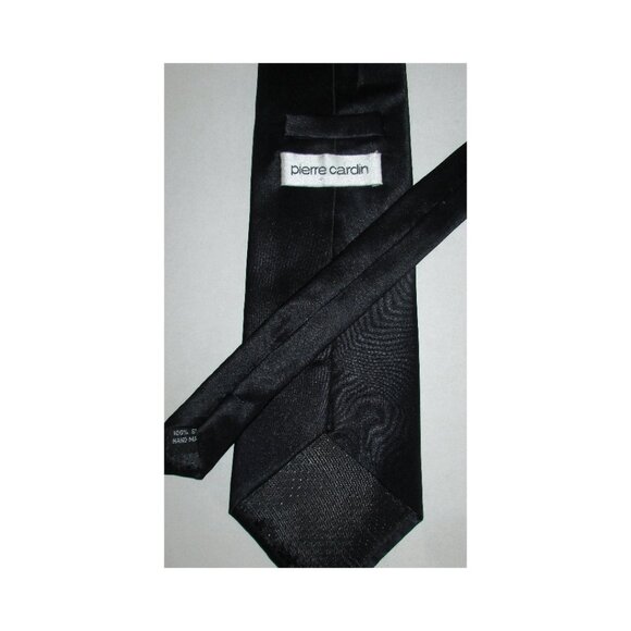 Vintage Pierre Cardin Men's Black Hand Made Silk Neck Tie - Picture 5 of 5